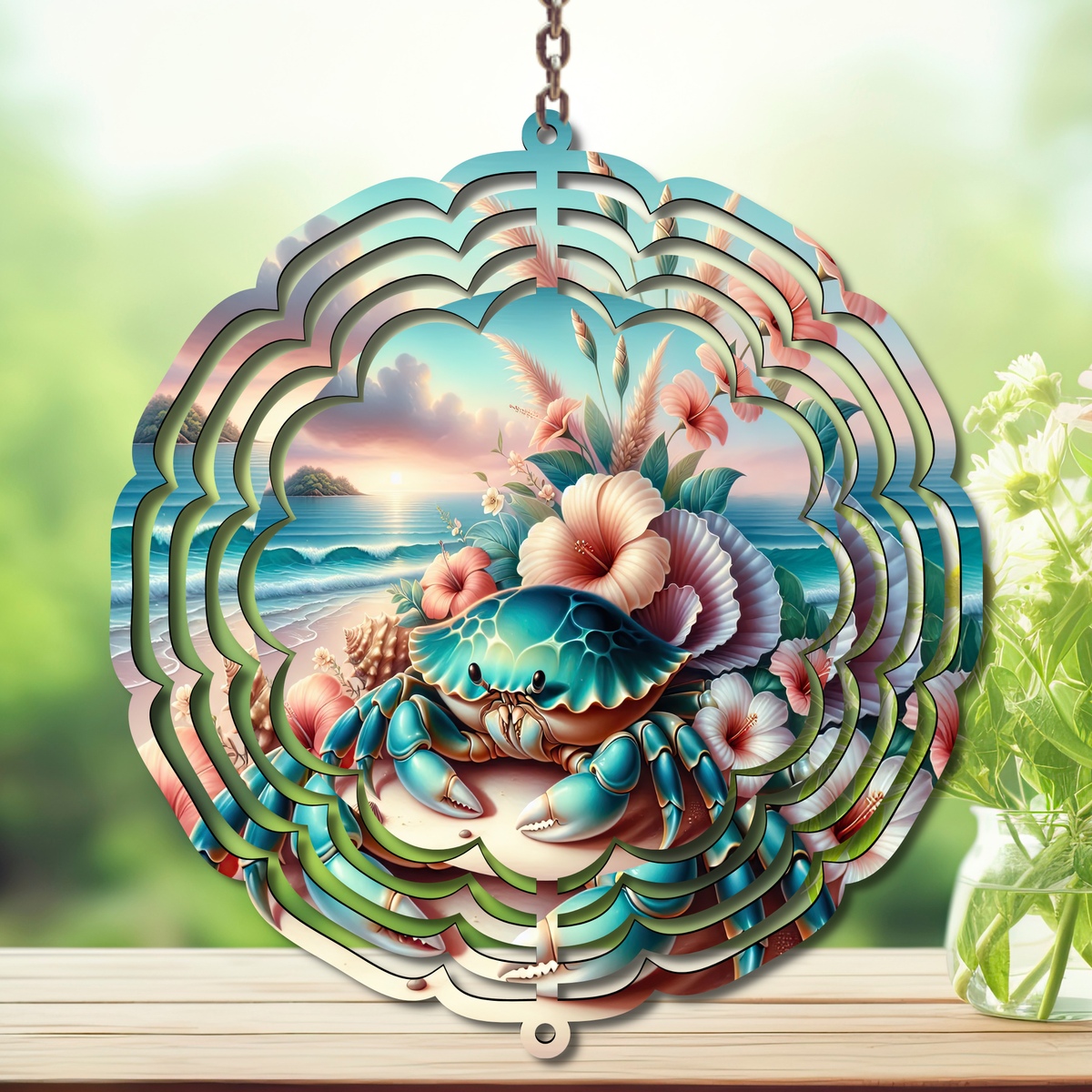 Beach Aluminum Metal Wind Spinner, multiple images available. TheCraftNook