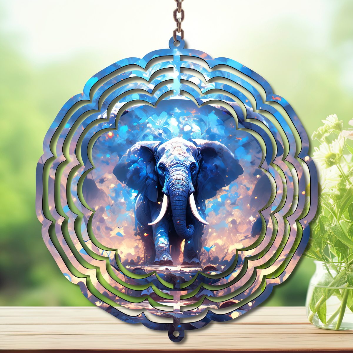 Elephant Aluminum Metal Wind Spinner, multiple images available. TheCraftNook