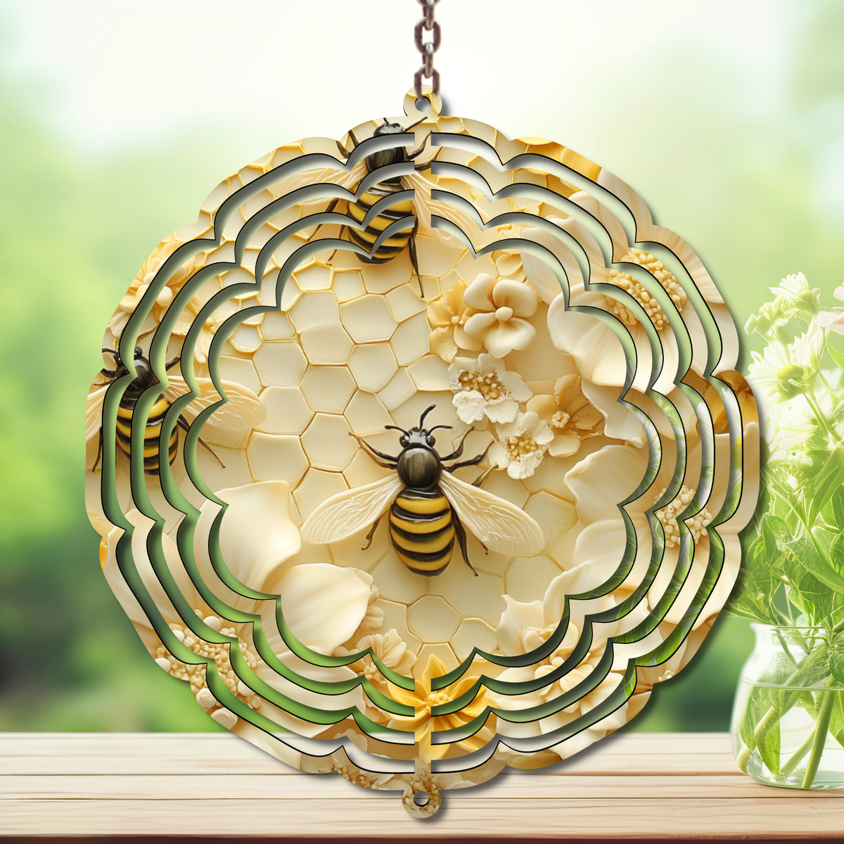 Honeybee Aluminum Metal Wind Spinner, Let your yard buzz with sunshine! Multiple images available. TheCraftNook