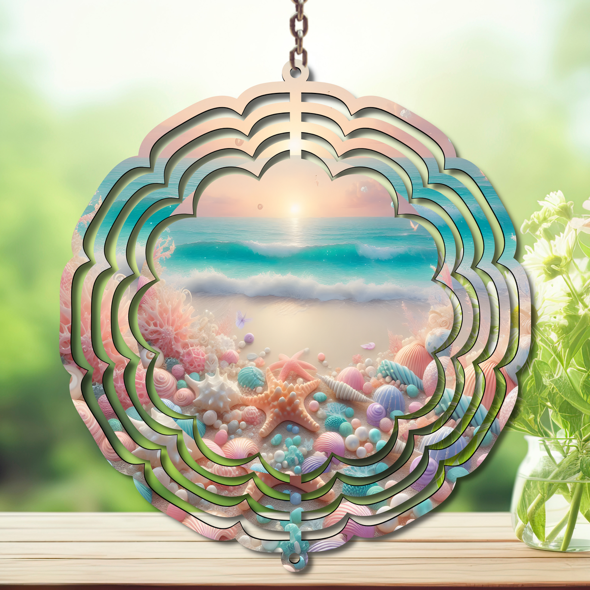 Beach Aluminum Metal Wind Spinner, multiple images available. TheCraftNook