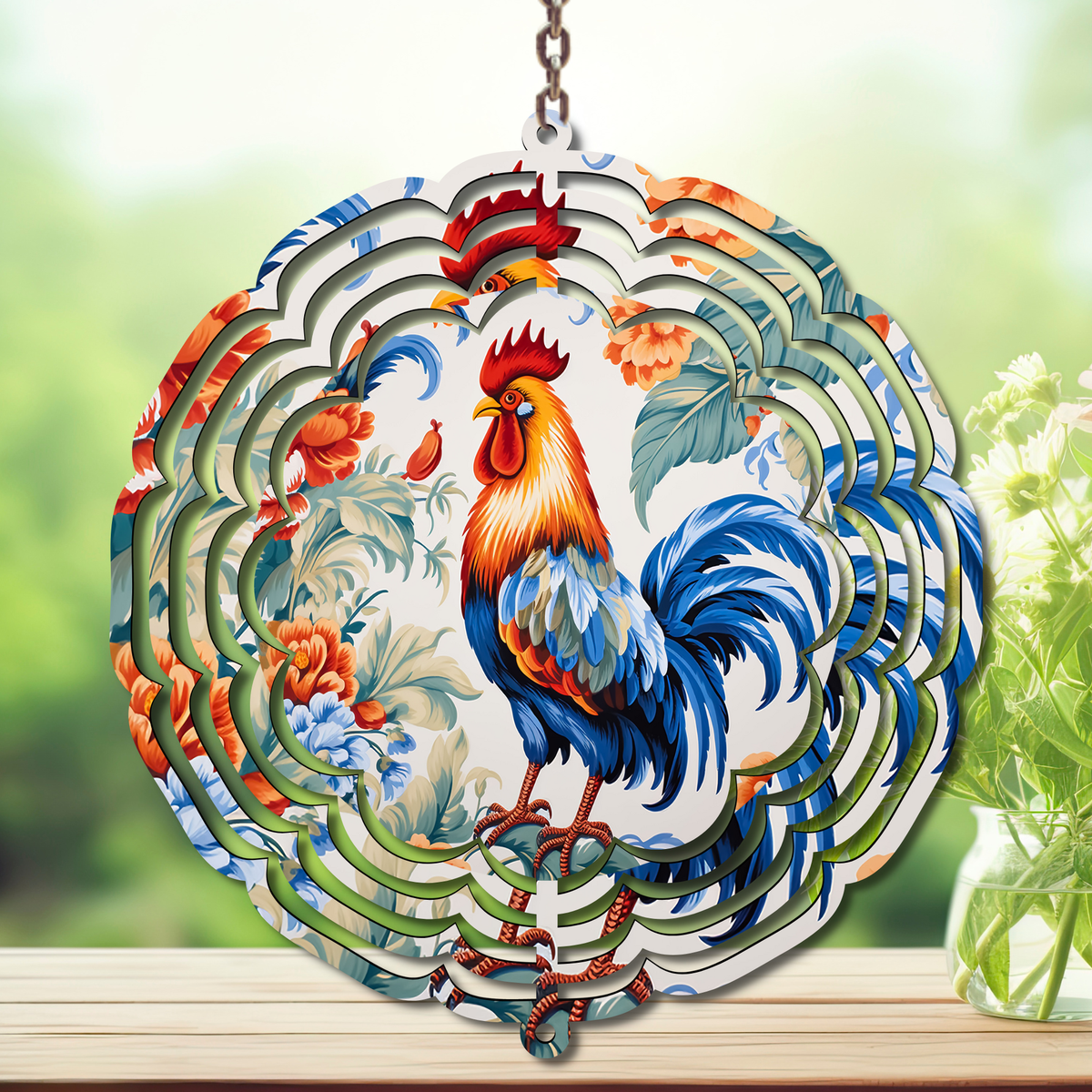 Chicken Aluminum Metal Wind Spinner, multiple images available. TheCraftNook