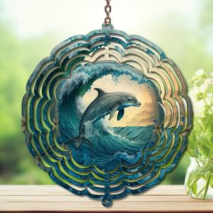 Dolphins Aluminum Metal Wind Spinner, Let your yard spin with ocean magic multiple images available. TheCraftNook