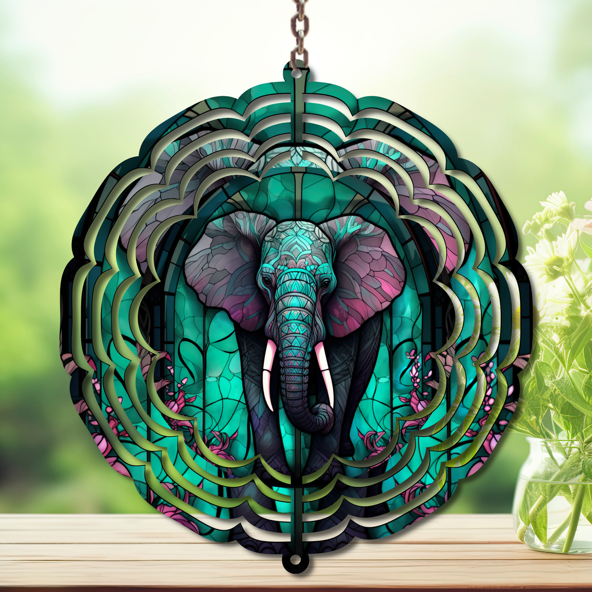 Elephant Aluminum Metal Wind Spinner, multiple images available. TheCraftNook