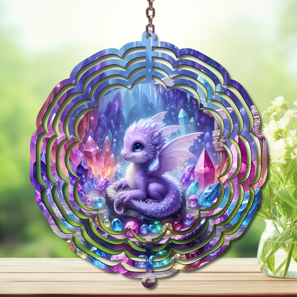 Dragons Aluminum Metal Wind Spinner, Let your yard roar with color — magical motion and fantasy‑themed flair. Multiple images available. TheCraftNook