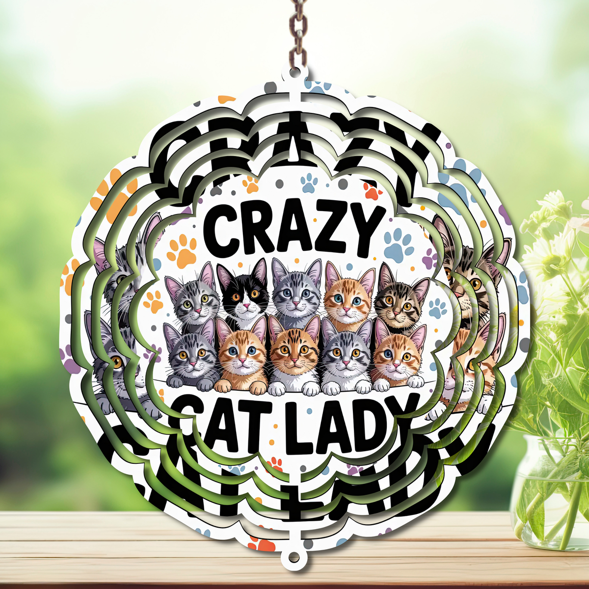 Cats Aluminum Metal Wind Spinner, Let your garden play with a little cattitude. Multiple images available. TheCraftNook