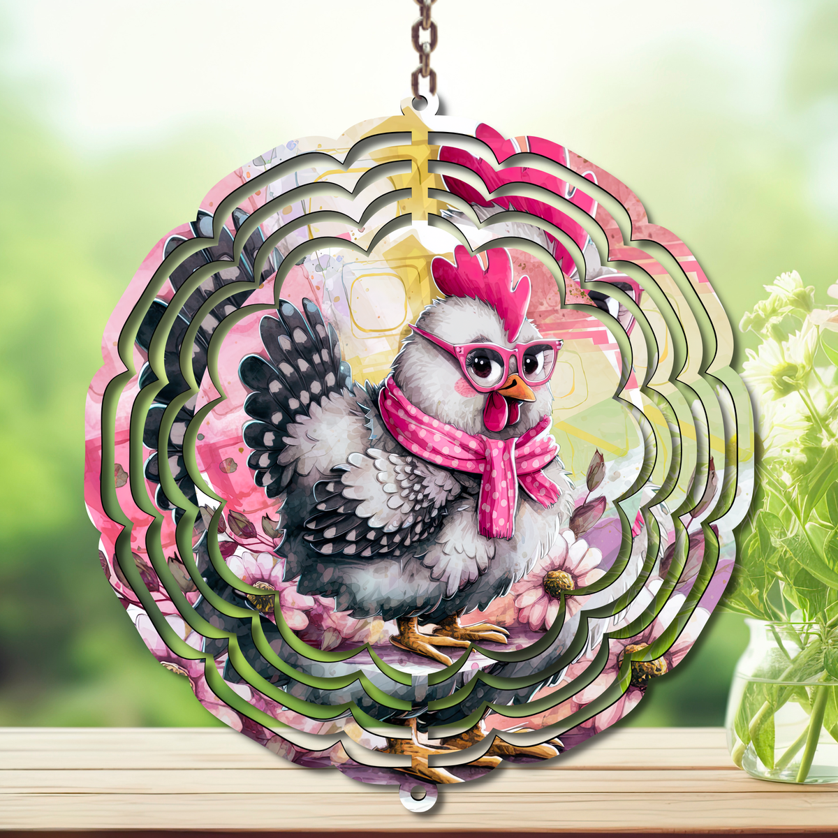 Chicken Aluminum Metal Wind Spinner, multiple images available. TheCraftNook