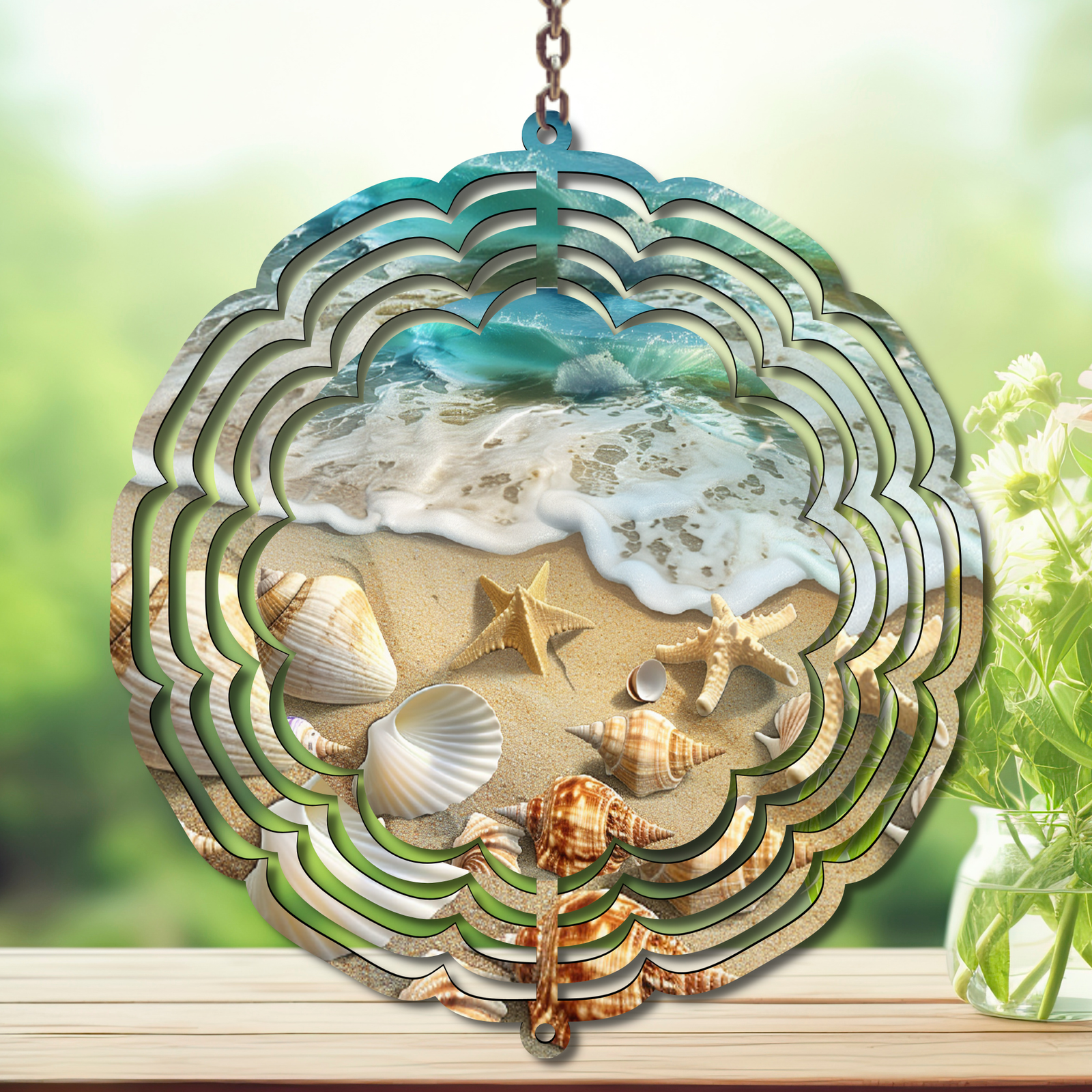 Beach Aluminum Metal Wind Spinner, multiple images available. TheCraftNook