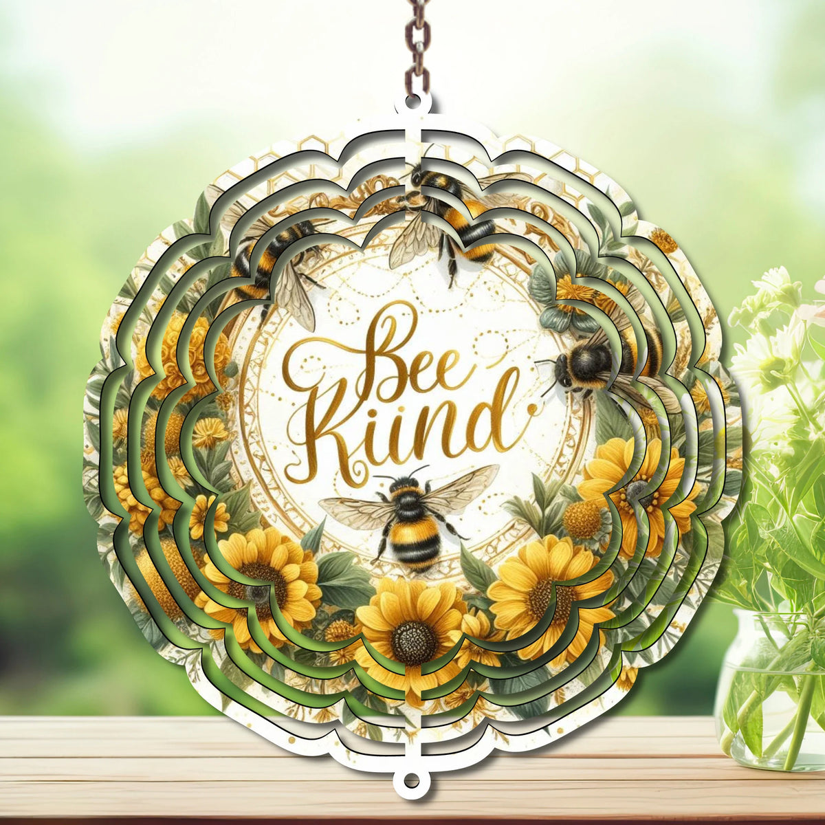 Honeybee Aluminum Metal Wind Spinner, Let your yard buzz with sunshine! Multiple images available. TheCraftNook