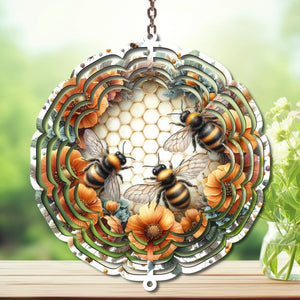 Honeybee Aluminum Metal Wind Spinner, Let your yard buzz with sunshine! Multiple images available. TheCraftNook