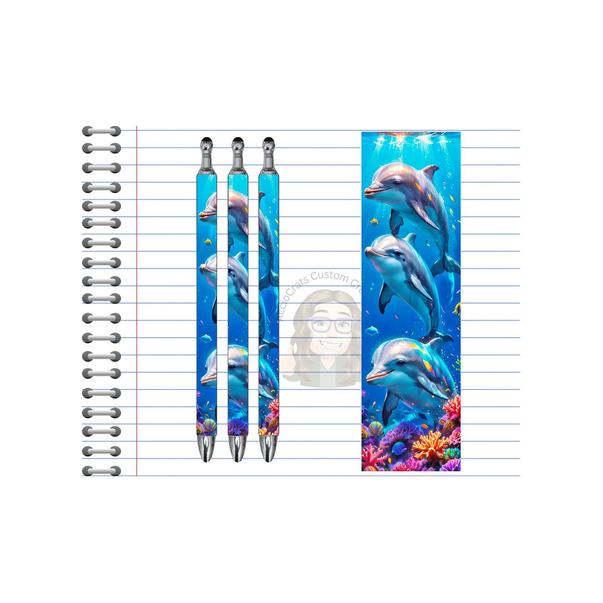 Refillable Pens, Dolphin Images. A pen that’s as playful as a dolphin. Multiple options and Images available. TheCraftNook