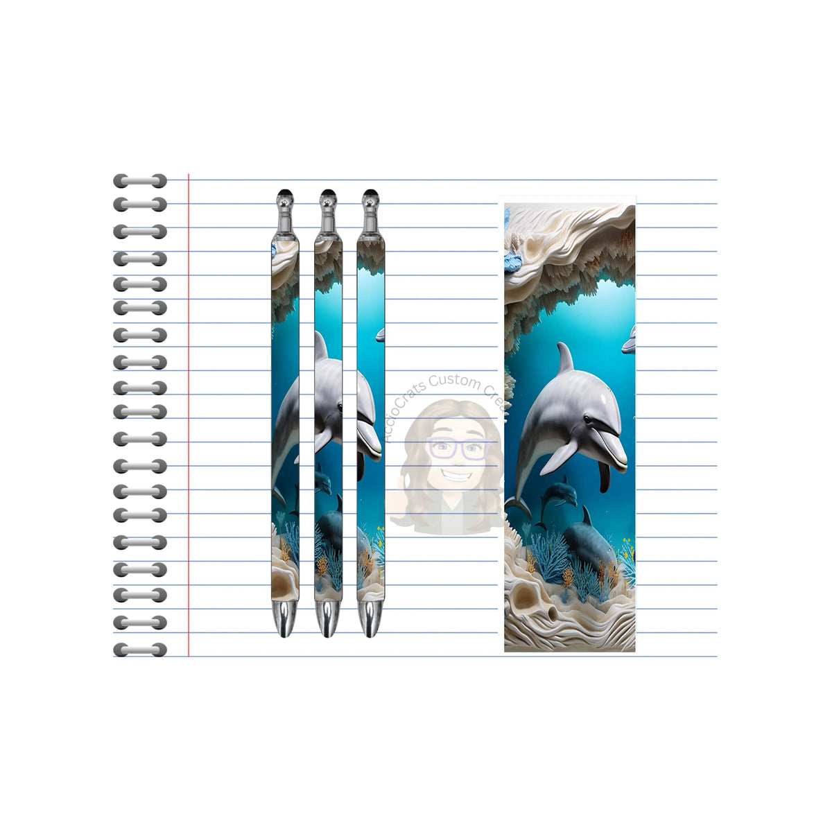Refillable Pens, Dolphin Images. A pen that’s as playful as a dolphin. Multiple options and Images available. TheCraftNook