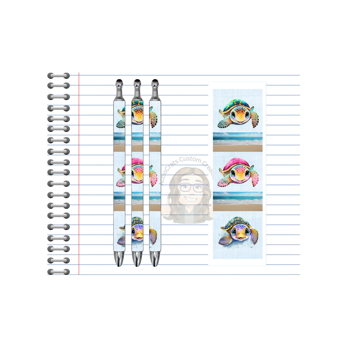 Refillable Pens, Sea Turtle Images. Write with coastal charm. Multiple options and Images available. TheCraftNook