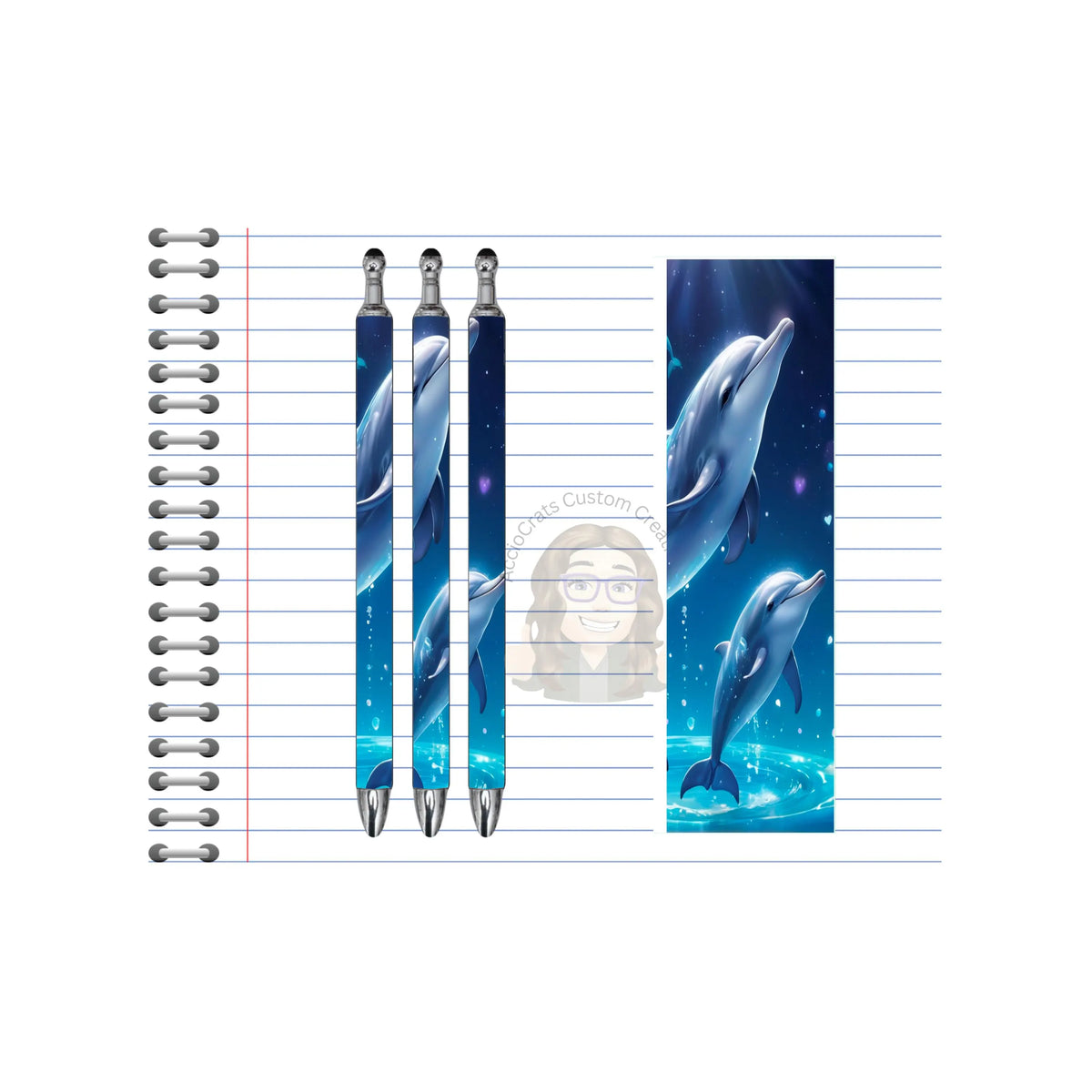 Refillable Pens, Dolphin Images. A pen that’s as playful as a dolphin. Multiple options and Images available. TheCraftNook