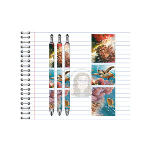 Refillable Pens, Sea Turtle Images. Write with coastal charm. Multiple options and Images available. TheCraftNook