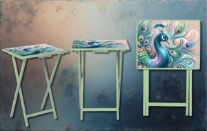 Peacock Foldable Wooden TV Tray or Bed tray/lap Desk. Make snack time fabulous with peacock‑level confidence, 2 Sizes and Multiple Images Available. TheCraftNook