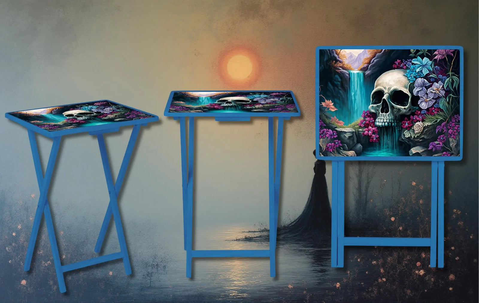 Skulls Foldable Wooden TV Tray or Bed tray/lap Desk, 2 Sizes and Multiple Images Available. TheCraftNook