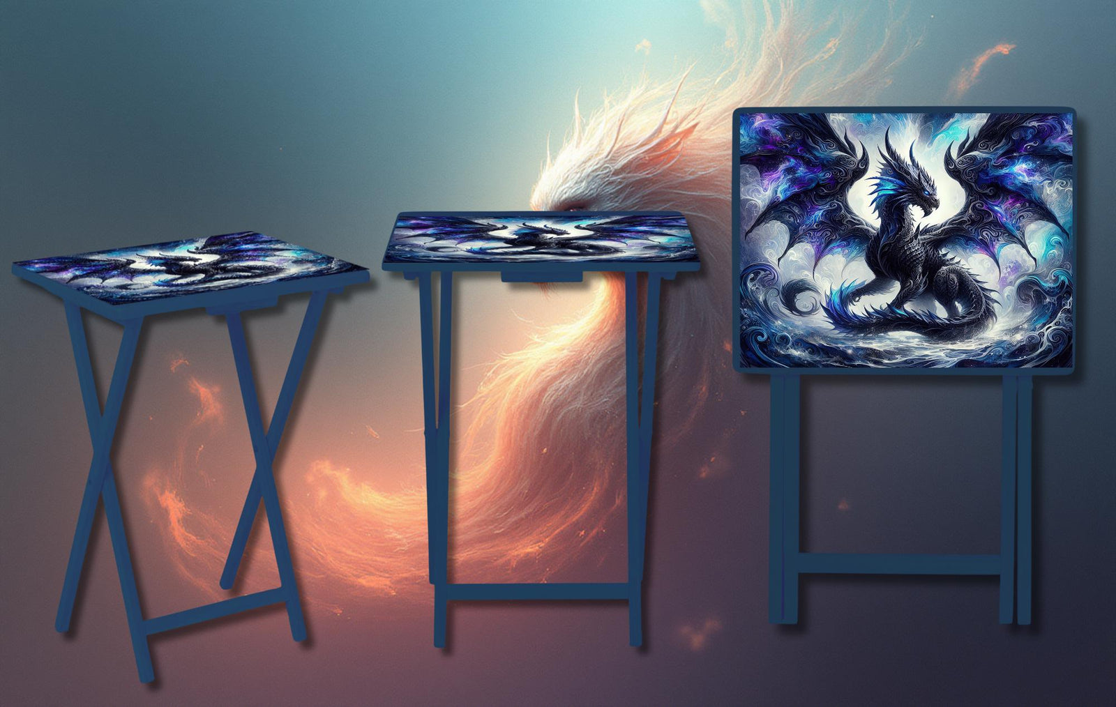 Dragon Foldable Wooden TV Tray or Bed tray/lap Desk, Add a little fire to your day. 2 Sizes and Multiple Images Available. TheCraftNook