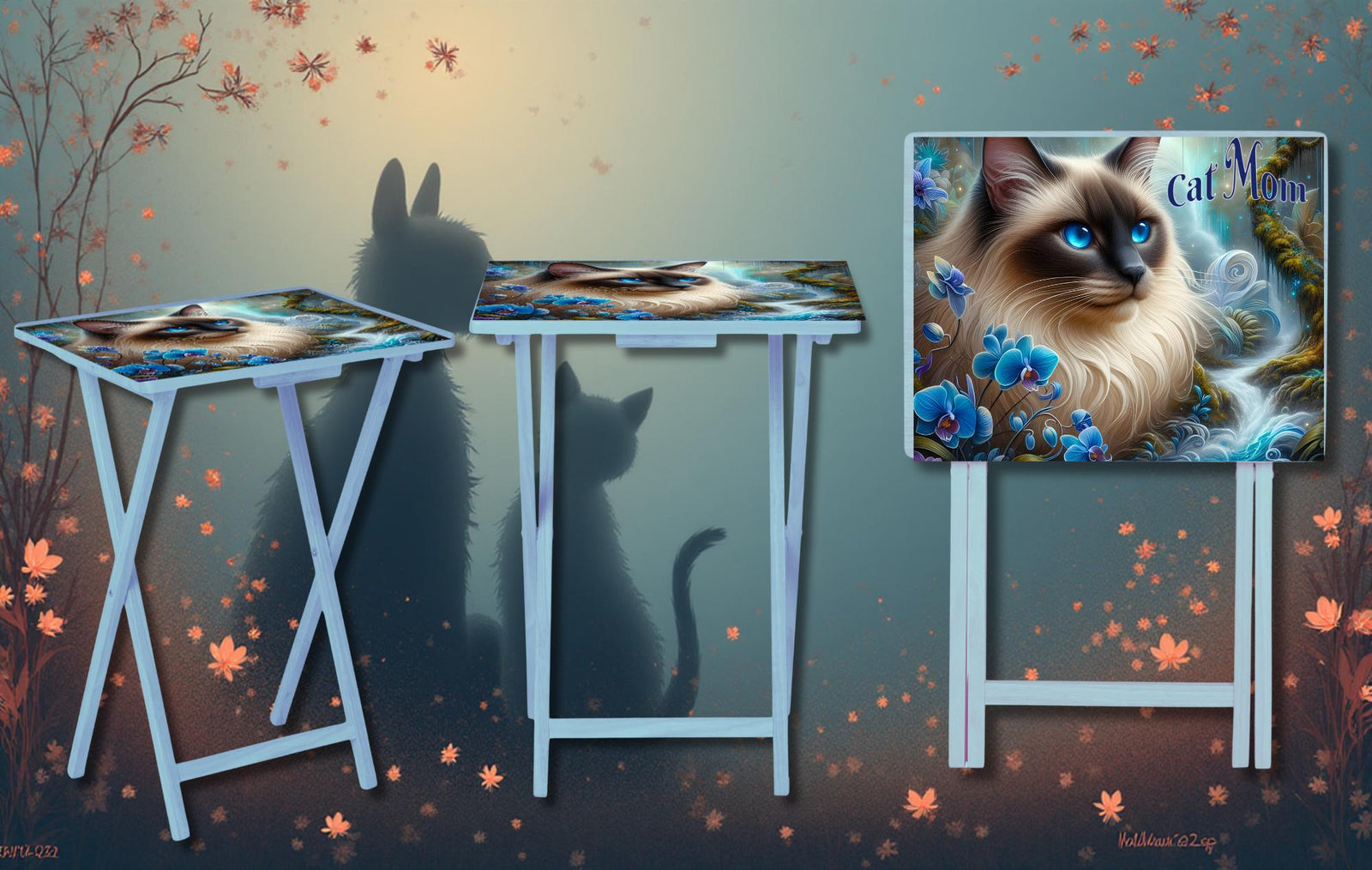 Cats/ Cat Mom, Family Foldable Wooden TV Tray or Bed tray/lap Desk. Cozy comfort with a dash of cattitude , 2 Sizes and Multiple Images Available. TheCraftNook
