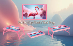 Flamingo Foldable Wooden TV Tray or Bed tray/lap desk. Multiple Images Available. TheCraftNook