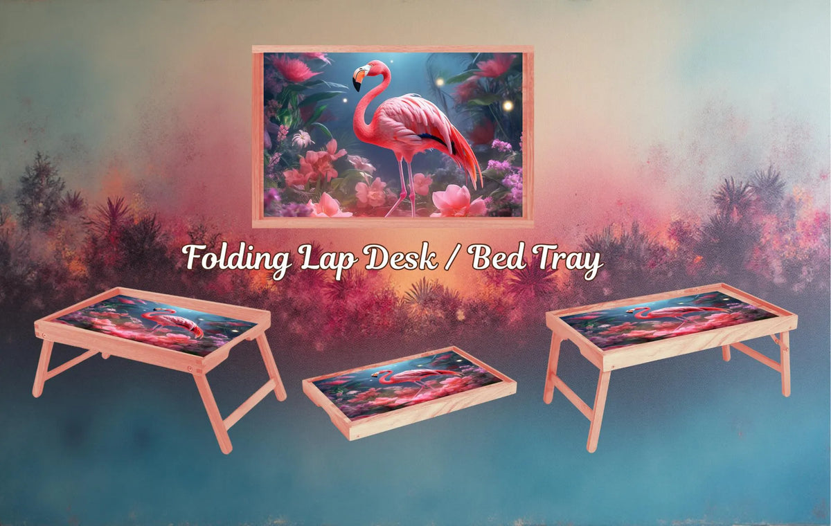 Flamingo Foldable Wooden TV Tray or Bed tray/lap desk. Multiple Images Available. TheCraftNook