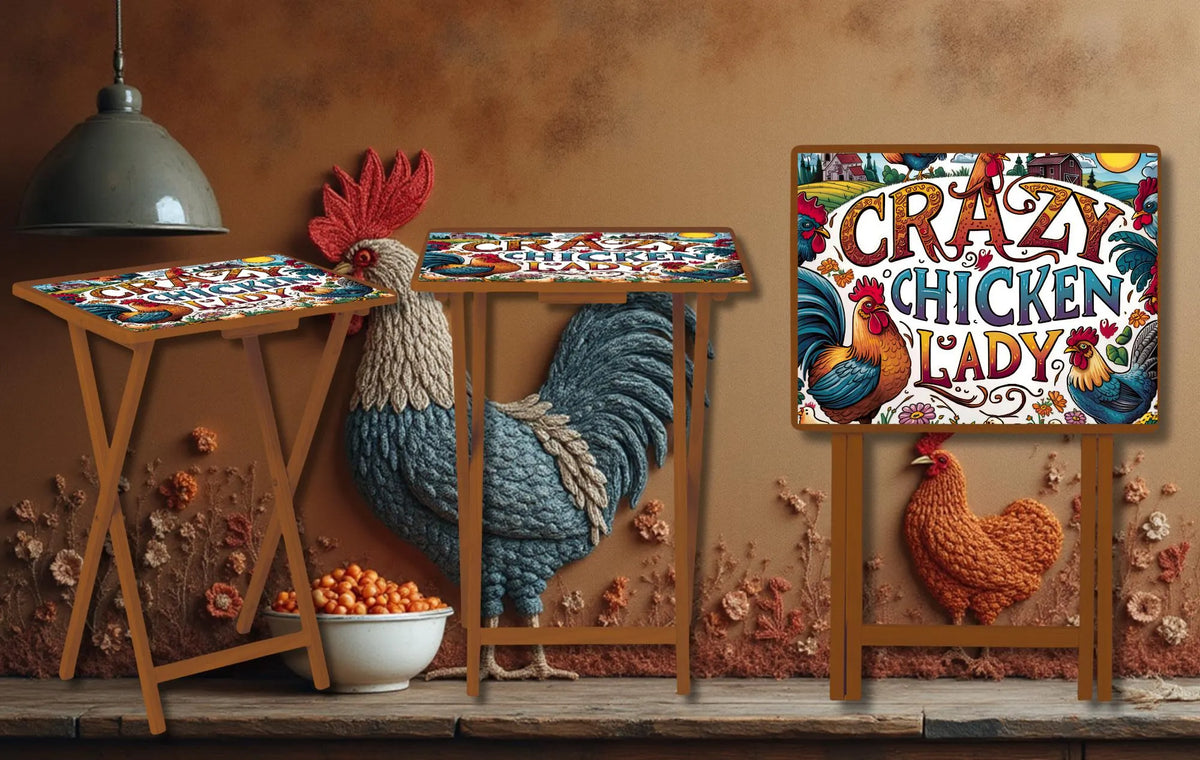 Chicken Foldable Wooden TV Tray or Bed tray/lap Desk, 2 Sizes and Multiple Images Available. TheCraftNook