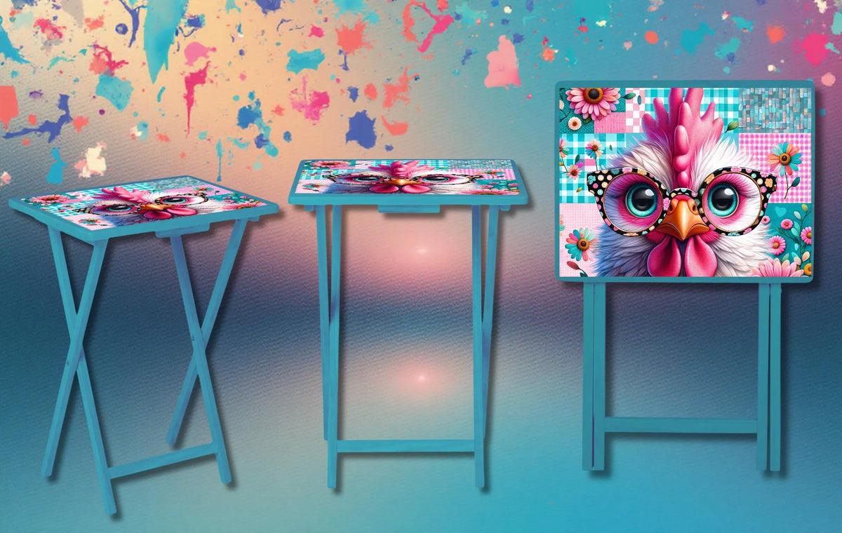 Chicken Foldable Wooden TV Tray or Bed tray/lap Desk, 2 Sizes and Multiple Images Available. TheCraftNook