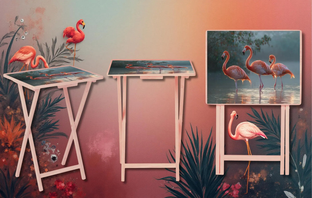Flamingo Foldable Wooden TV Tray or Bed tray/lap desk. Multiple Images Available. TheCraftNook