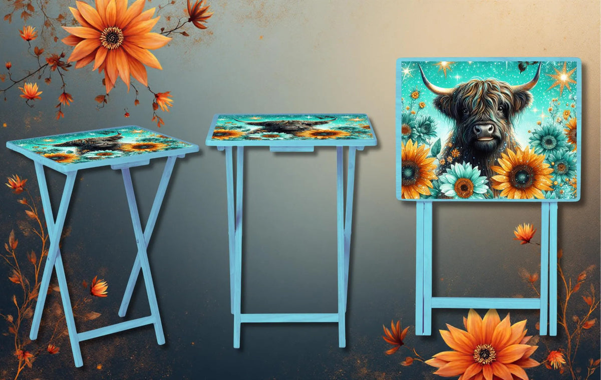 Highland Cow Foldable Wooden TV Tray or Bed tray/lap Desk. A little farmhouse comfort, right at your couch. 2 Sizes and Multiple Images Available. TheCraftNook