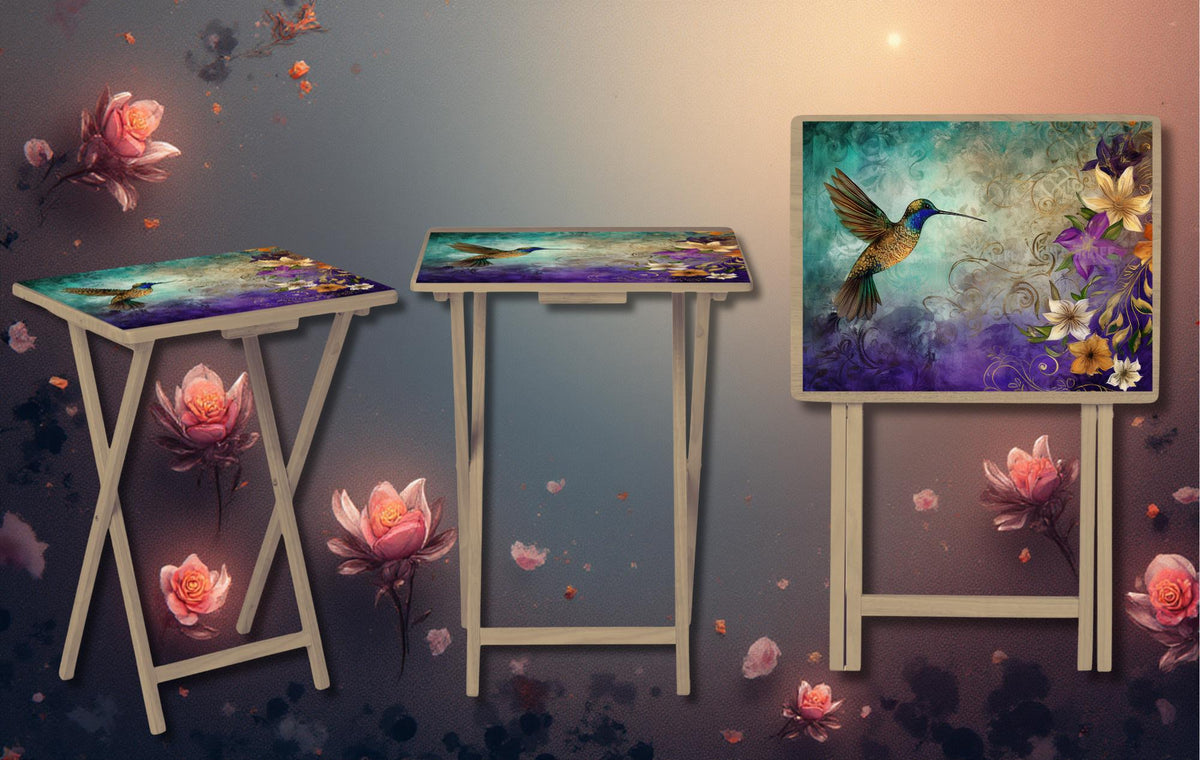 Hummingbird Foldable Wooden TV Tray or Bed tray/lap Desk. Let your space bloom beautifully. 🌺✨ 2 Sizes and Multiple Images Available. . TheCraftNook