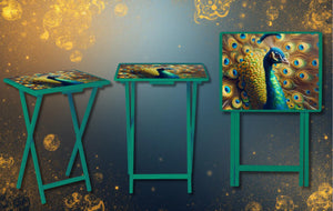 Peacock Foldable Wooden TV Tray or Bed tray/lap Desk. Make snack time fabulous with peacock‑level confidence, 2 Sizes and Multiple Images Available. TheCraftNook