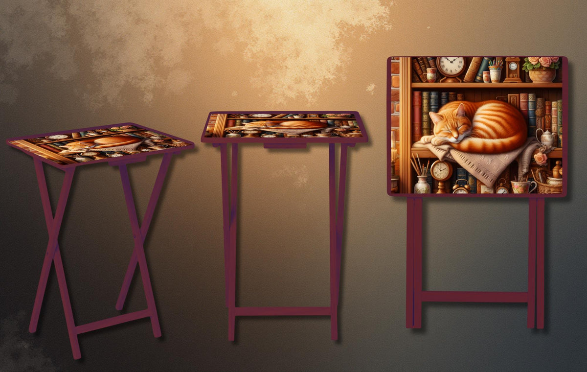 Cats/ Cat Mom, Family Foldable Wooden TV Tray or Bed tray/lap Desk. Cozy comfort with a dash of cattitude , 2 Sizes and Multiple Images Available. TheCraftNook