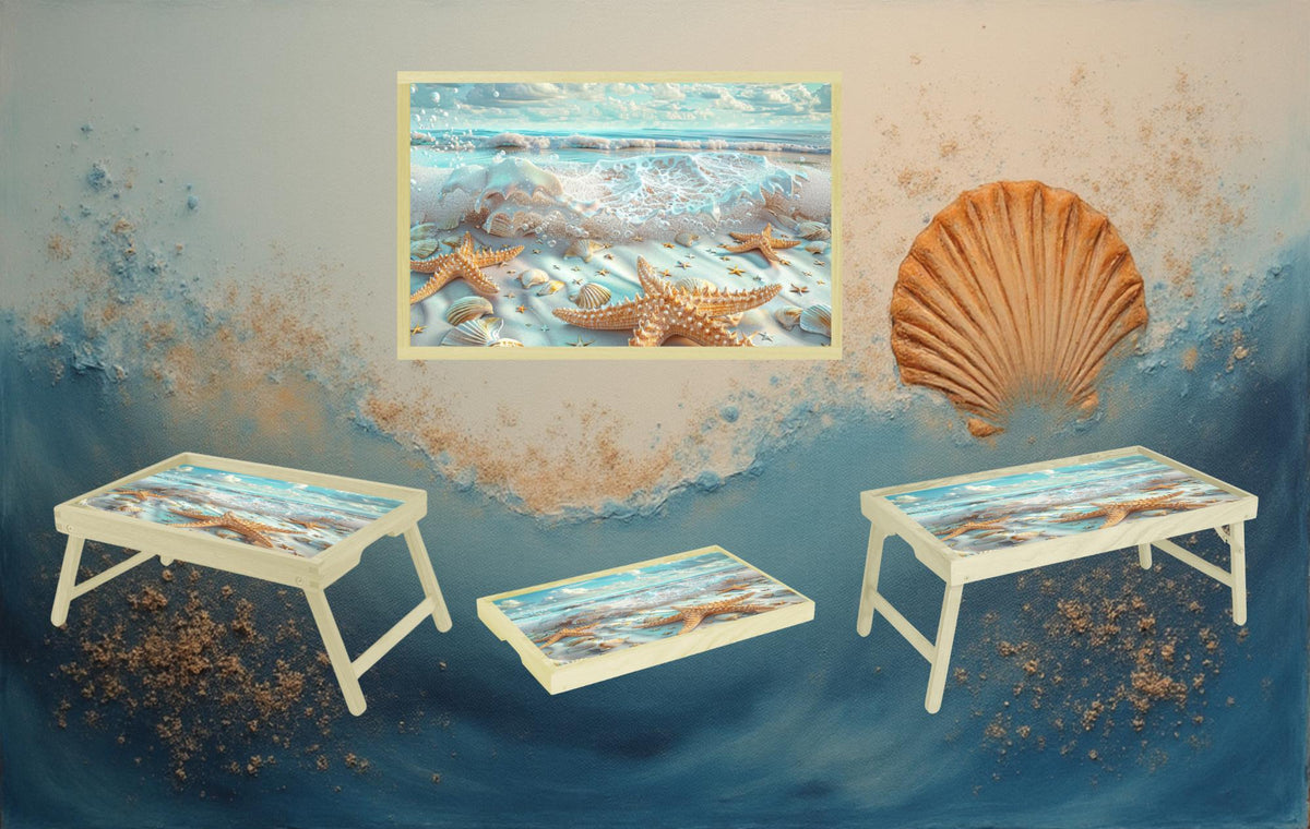 Beach Foldable Wooden TV Tray or Bed tray/lap Desk, 2 Sizes and Multiple Images Available. TheCraftNook