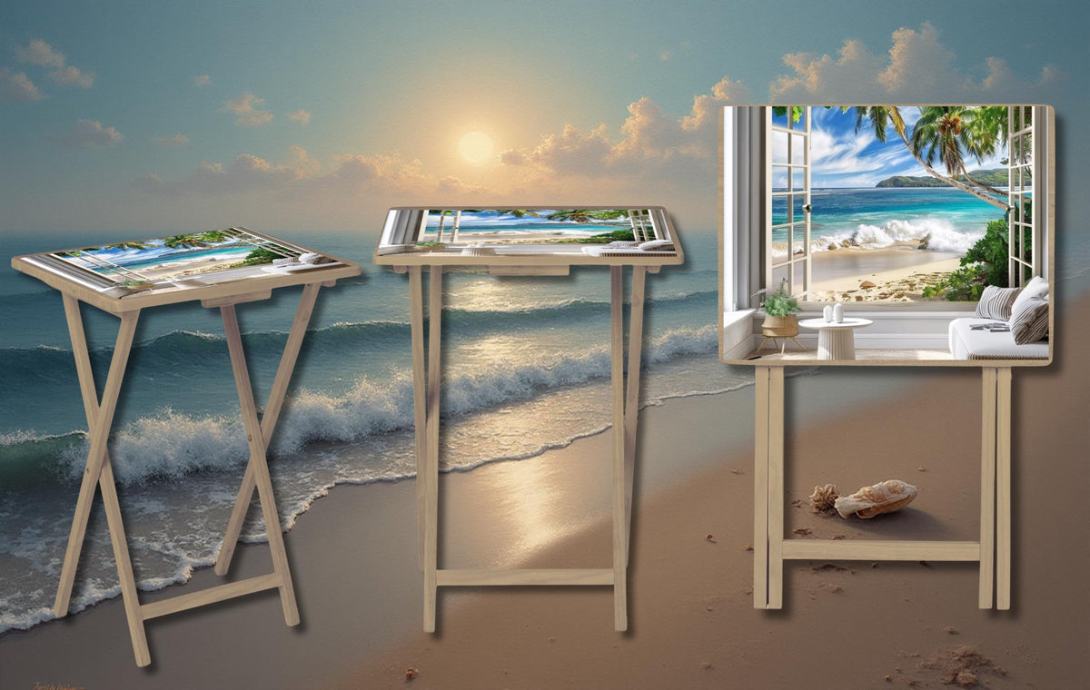 Beach Foldable Wooden TV Tray or Bed tray/lap Desk, 2 Sizes and Multiple Images Available. TheCraftNook