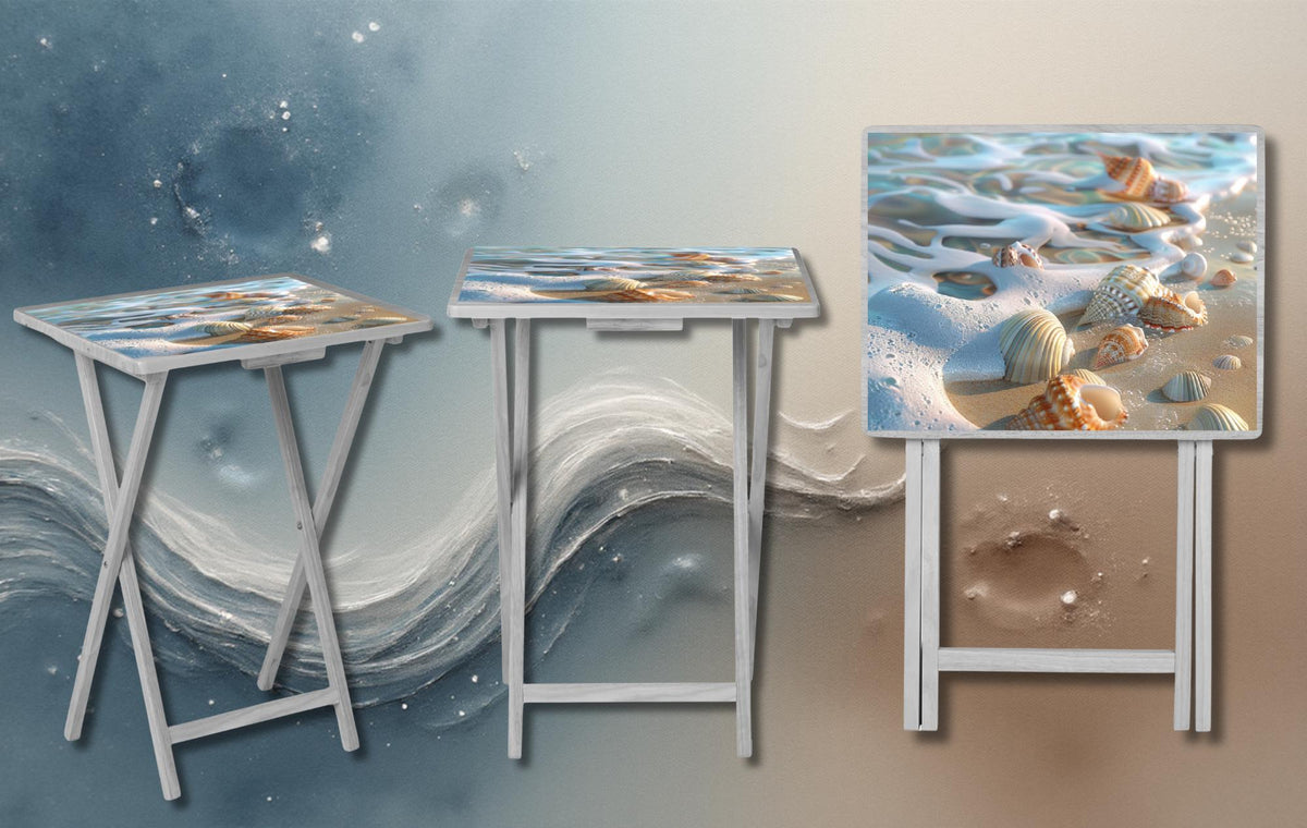 Beach Foldable Wooden TV Tray or Bed tray/lap Desk, 2 Sizes and Multiple Images Available. TheCraftNook