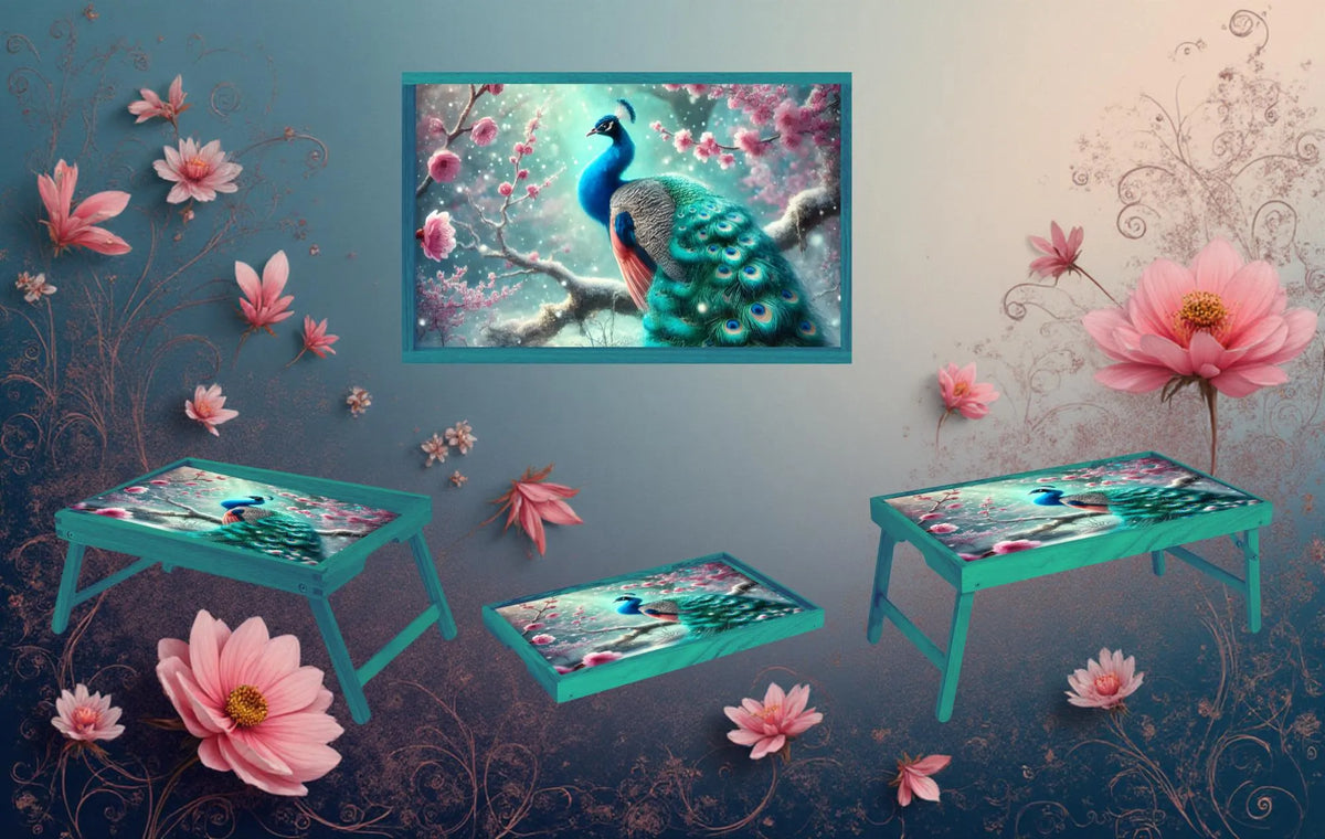 Peacock Foldable Wooden TV Tray or Bed tray/lap Desk. Make snack time fabulous with peacock‑level confidence, 2 Sizes and Multiple Images Available. TheCraftNook