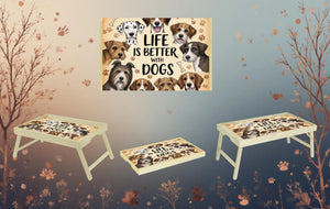 Dog's Foldable Wooden TV Tray or Bed tray/lap Desk, 2 Sizes and Multiple Images Available. TheCraftNook
