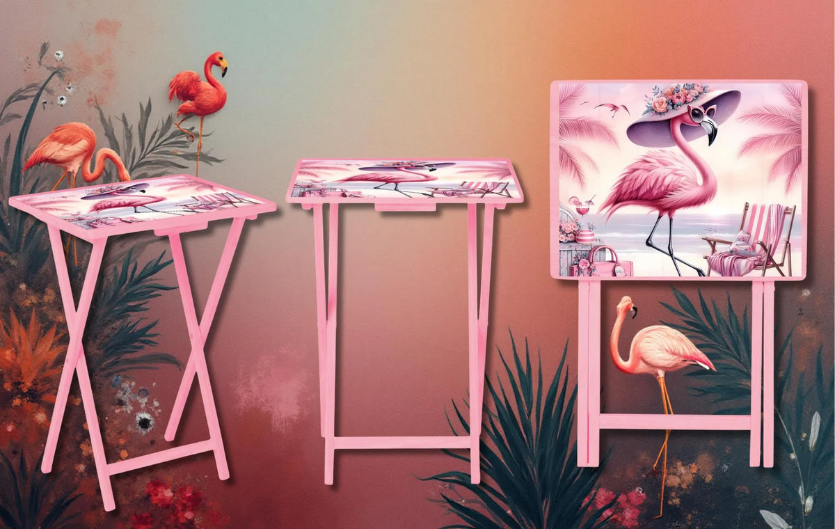 Flamingo Foldable Wooden TV Tray or Bed tray/lap desk. Multiple Images Available. TheCraftNook