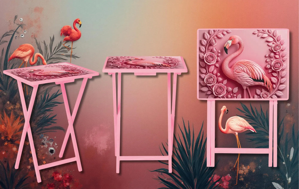 Flamingo Foldable Wooden TV Tray or Bed tray/lap desk. Multiple Images Available. TheCraftNook