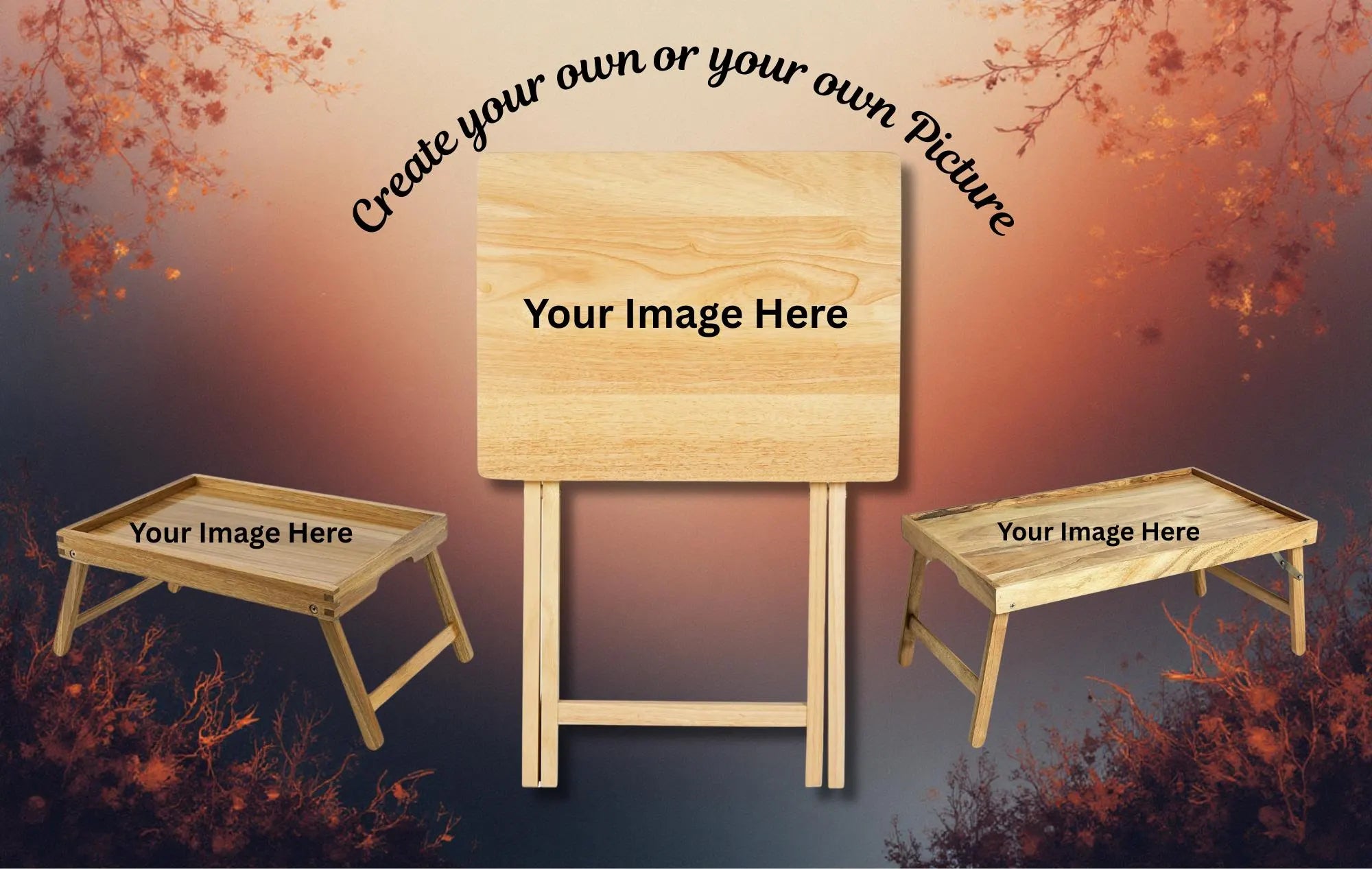 Flamingo Foldable Wooden TV Tray or Bed tray/lap desk. Multiple Images Available.