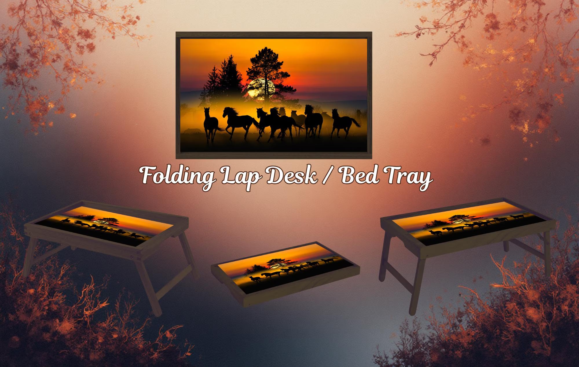 Wildlife, Hunting/ Fishing Foldable Wooden TV Tray or Bed tray/lap Desk, 2 Sizes and Multiple Images Available.