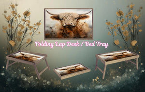 Highland Cow Foldable Wooden TV Tray or Bed tray/lap Desk. A little farmhouse comfort, right at your couch. 2 Sizes and Multiple Images Available. TheCraftNook