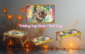 Cats/ Cat Mom, Family Foldable Wooden TV Tray or Bed tray/lap Desk. Cozy comfort with a dash of cattitude , 2 Sizes and Multiple Images Available. TheCraftNook
