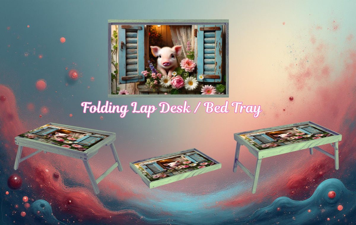 Pigs Foldable Wooden TV Tray or Bed tray/lap Desk, 2 Sizes and Multiple Images Available. TheCraftNook