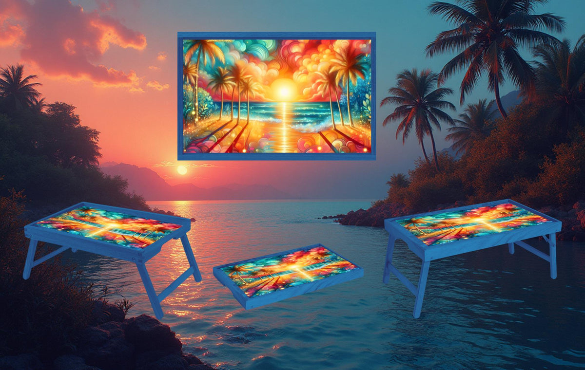 Beach Foldable Wooden TV Tray or Bed tray/lap Desk, 2 Sizes and Multiple Images Available. TheCraftNook