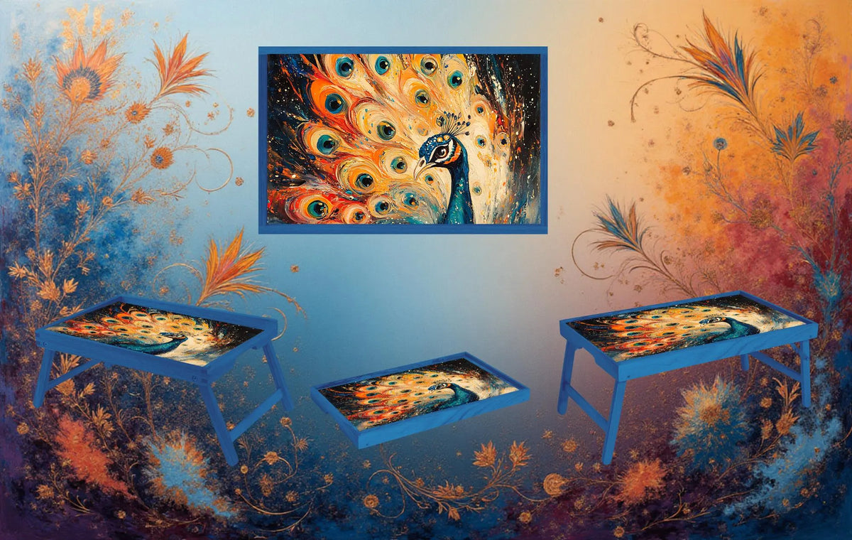 Peacock Foldable Wooden TV Tray or Bed tray/lap Desk. Make snack time fabulous with peacock‑level confidence, 2 Sizes and Multiple Images Available. TheCraftNook