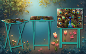 Peacock Foldable Wooden TV Tray or Bed tray/lap Desk. Make snack time fabulous with peacock‑level confidence, 2 Sizes and Multiple Images Available. TheCraftNook