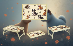 Dog's Foldable Wooden TV Tray or Bed tray/lap Desk, 2 Sizes and Multiple Images Available. TheCraftNook