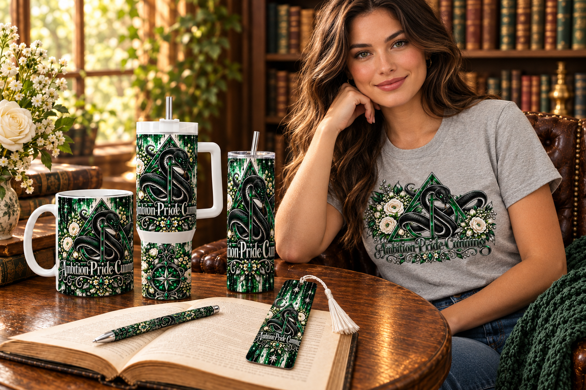 Lifestyle collection scene with a person wearing the gray emerald snake tee