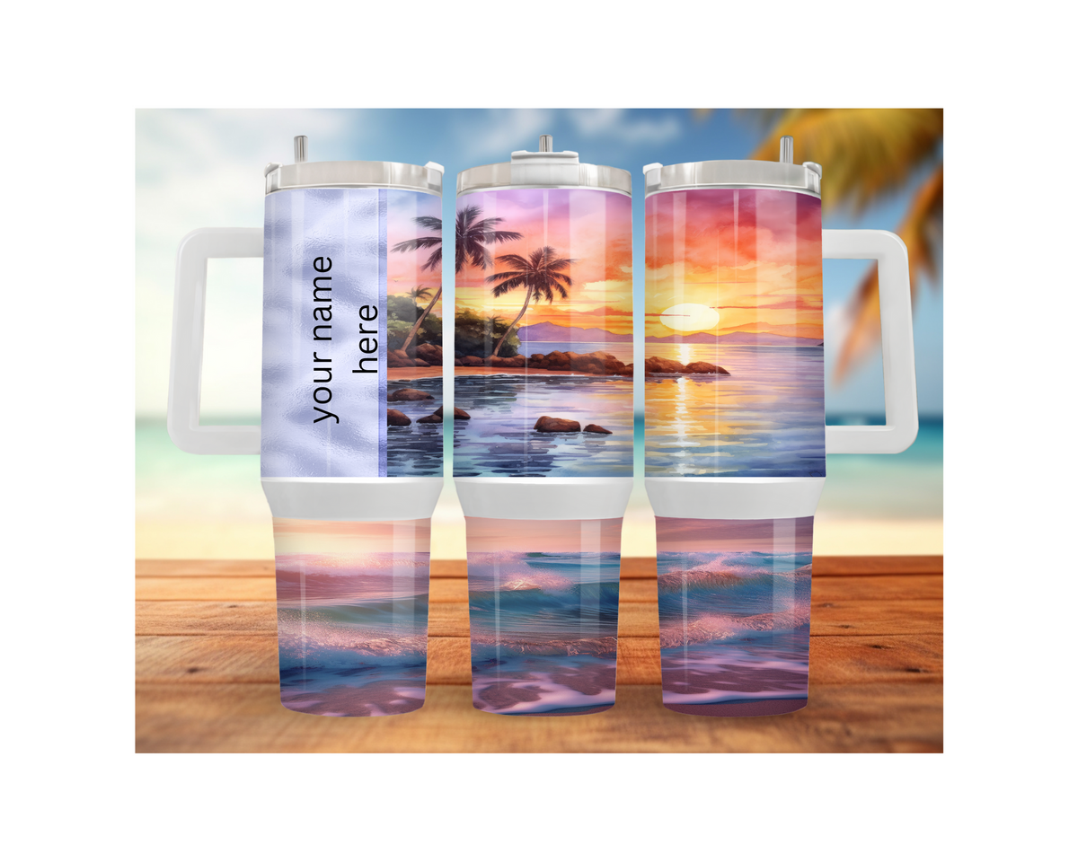 30- and 40-ounce Beachy Bliss Stainless Steel Tumbler.  Multiple Sizes and Images Available. TheCraftNook