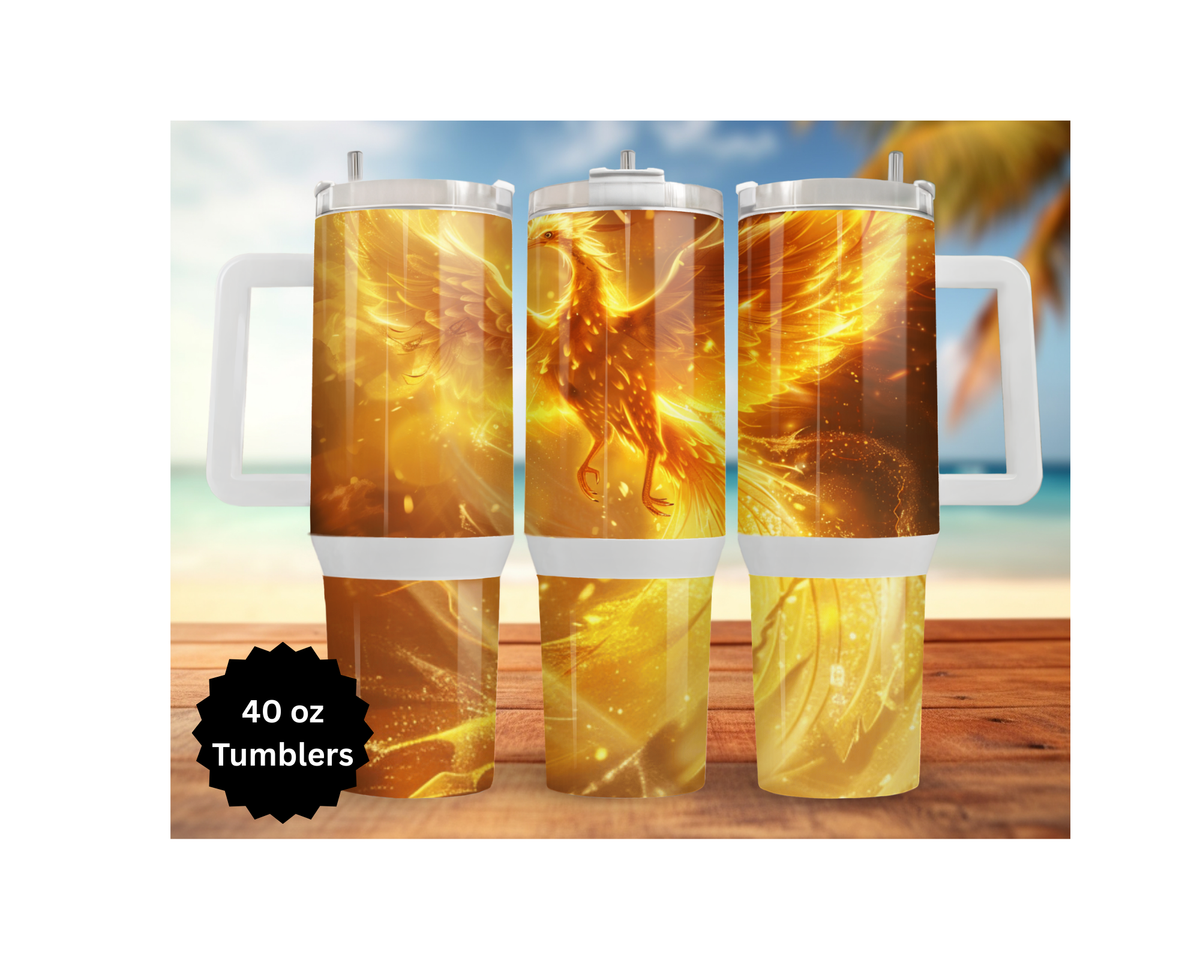 Phoenix Tumbler - Mythical Fire Bird Stainless Steel Tumbler TheCraftNook